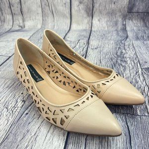 Steve Madden Gabyy Women's size 8 Leather Perforated Flats Slip On Shoes Tan